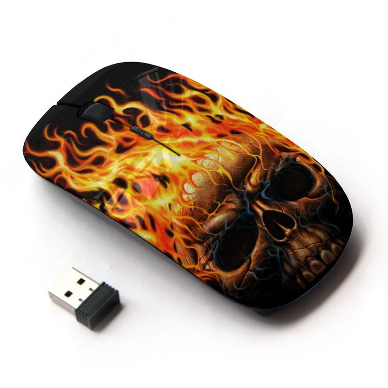 KOOLmouse [ Optical 2.4G Wireless Mouse [ Flames Black Fire Metal Death Skull ] - Image 1